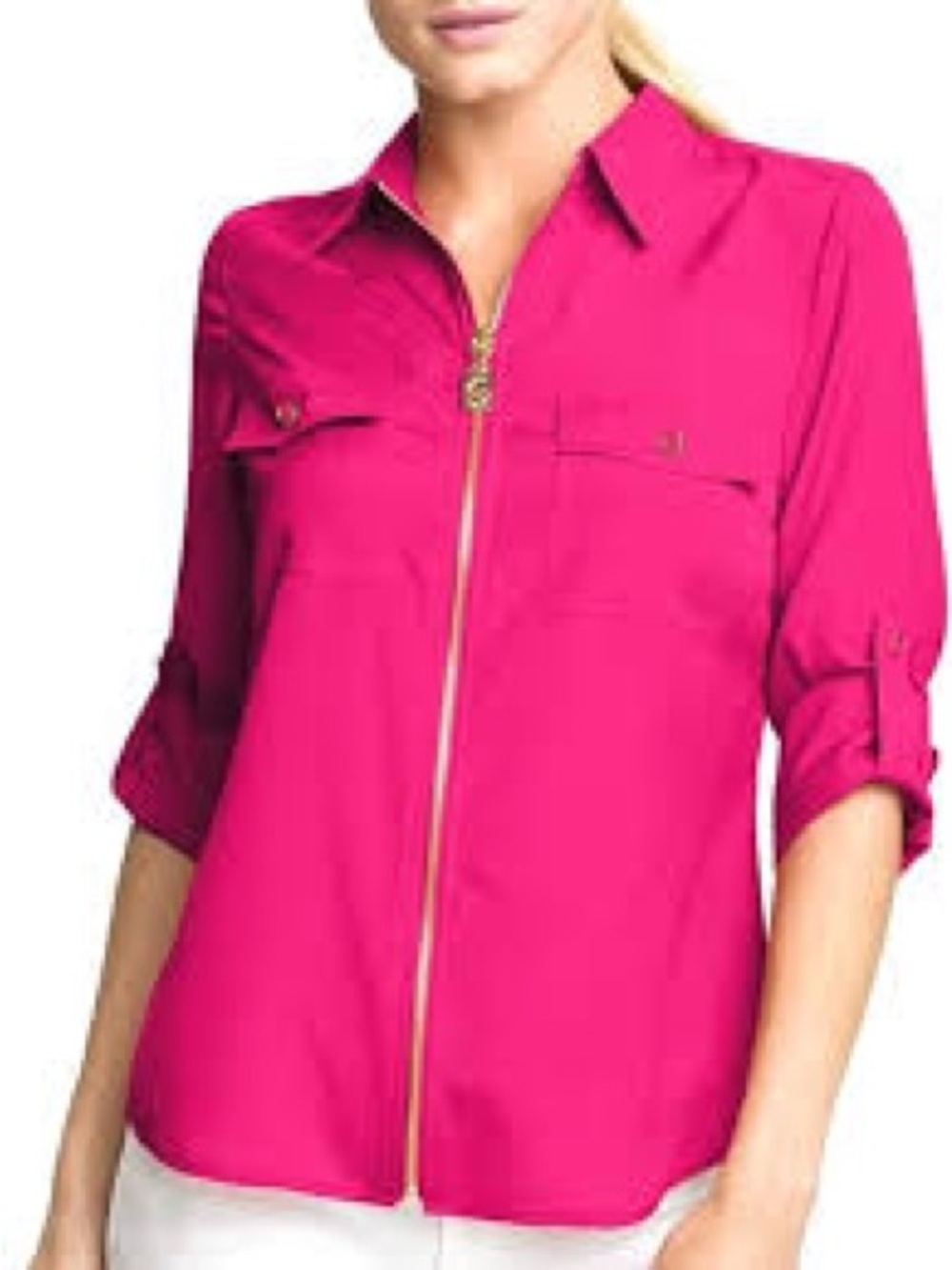 MICHAEL Michael Kors Hot Pink Zip-Front Shirt